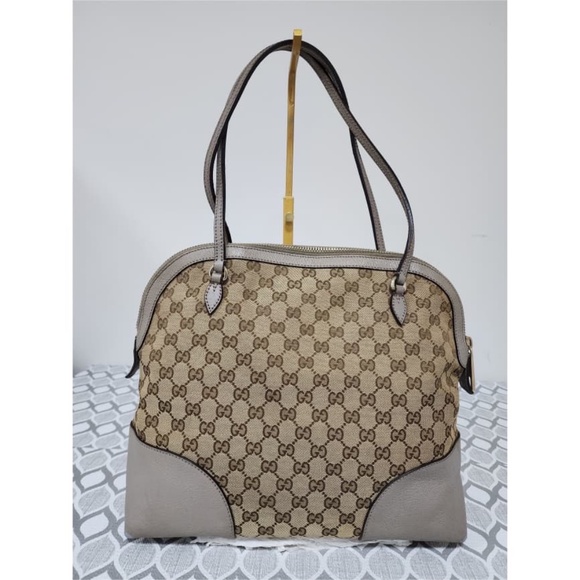 Authentic Gucci Beige/Grey GG Canvas Bree Original Shoulder Bag - Picture 4 of 16